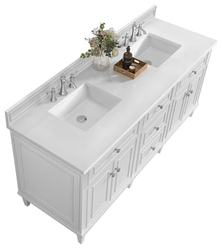 Lorelai 72" Double Vanity, Bright White, 3 CM White Zeus Top