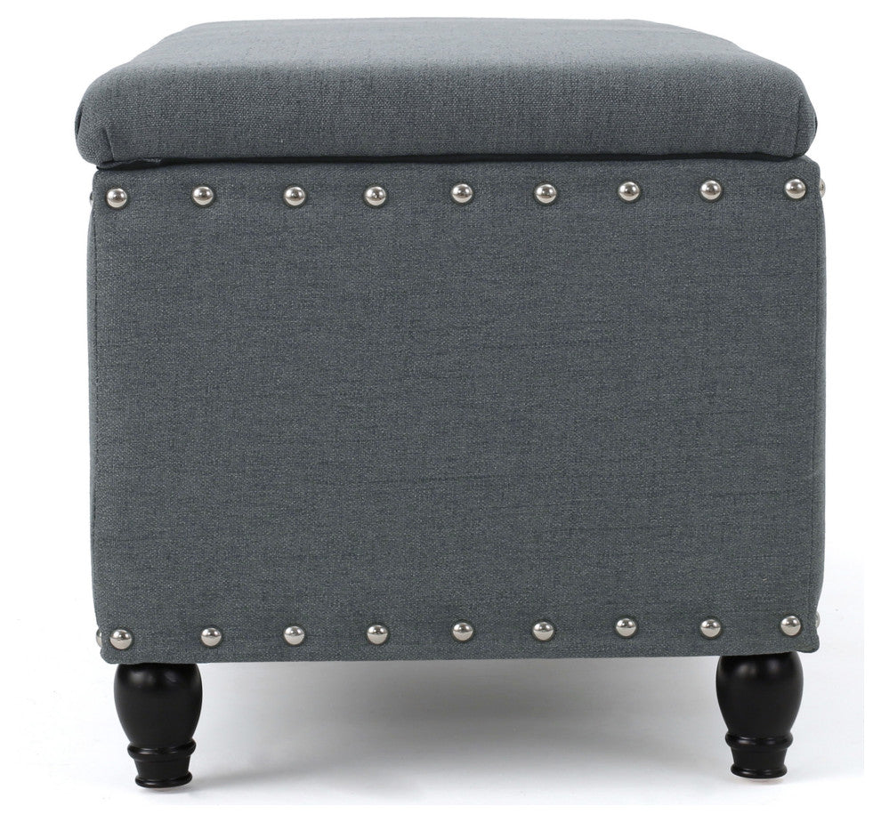 GDF Studio Evvy Fabric Storage Ottoman, Oxford Gray
