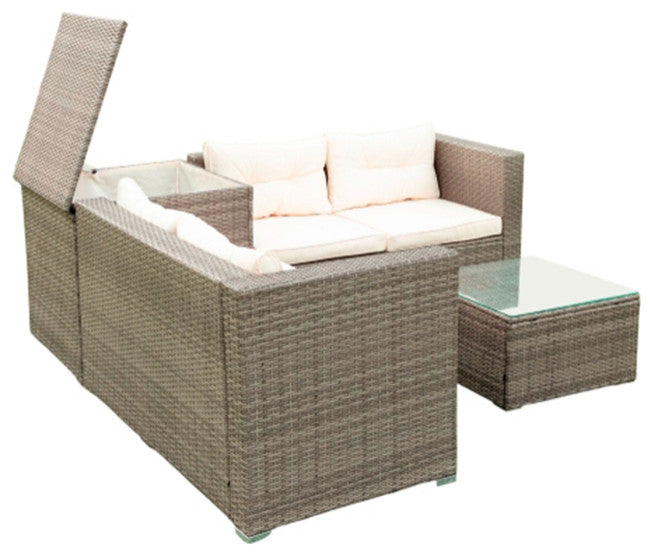 4 Piece Patio Sectional Wicker Rattan Outdoor Sofa Set With Storage Box