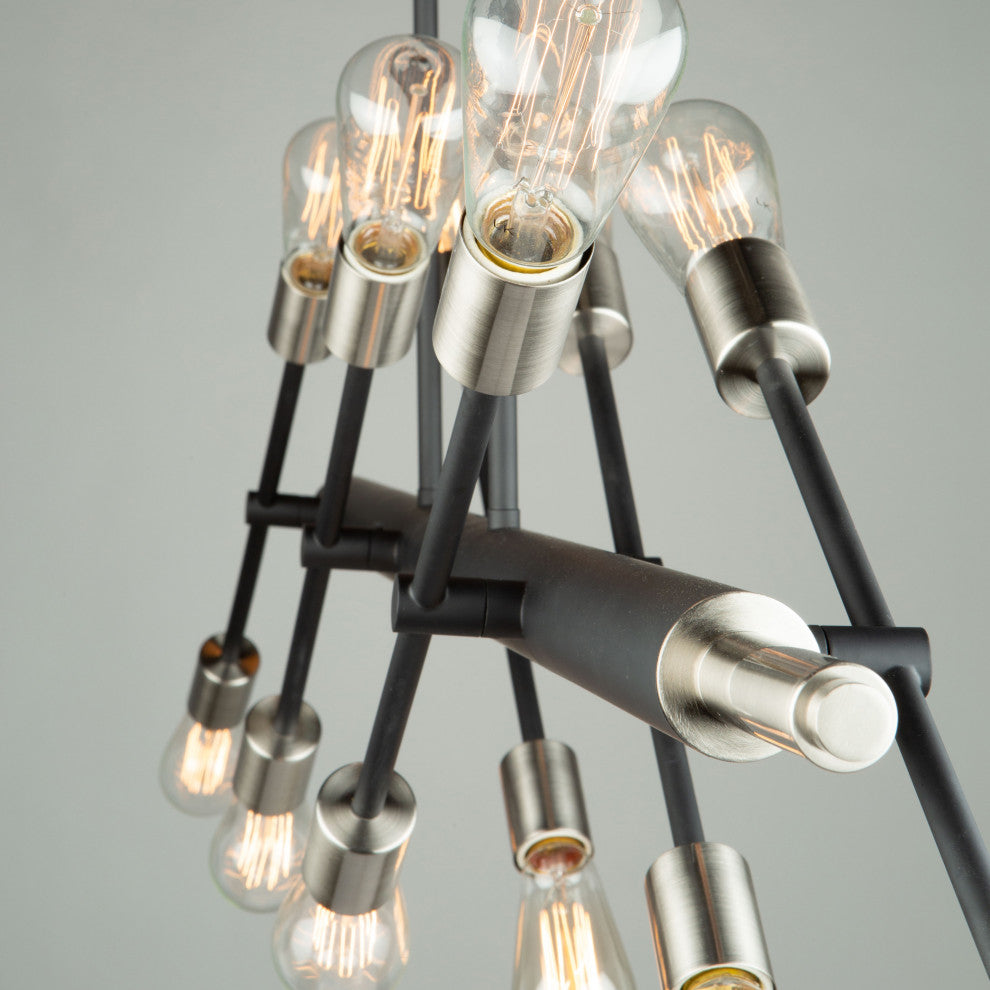 Truro 12 Light Island Light, Matte Black/Brushed Nickel