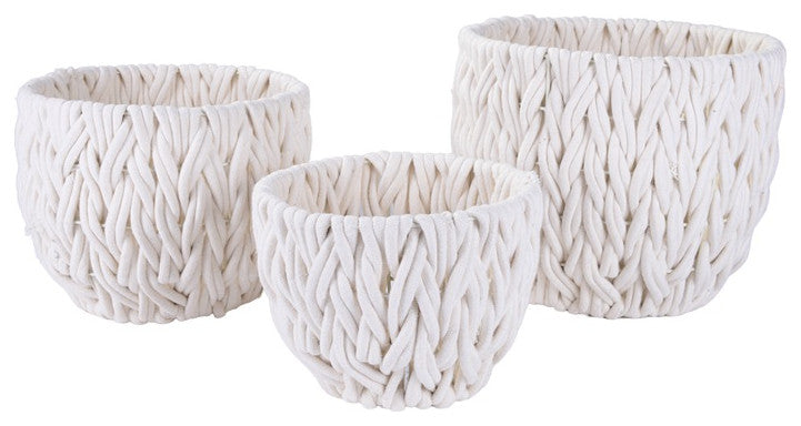 Cotton Rope Basket, Set of 3, White