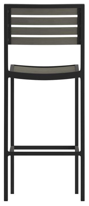 Lark Commercial Grade Outdoor Bar Height Stool, Gray Wash