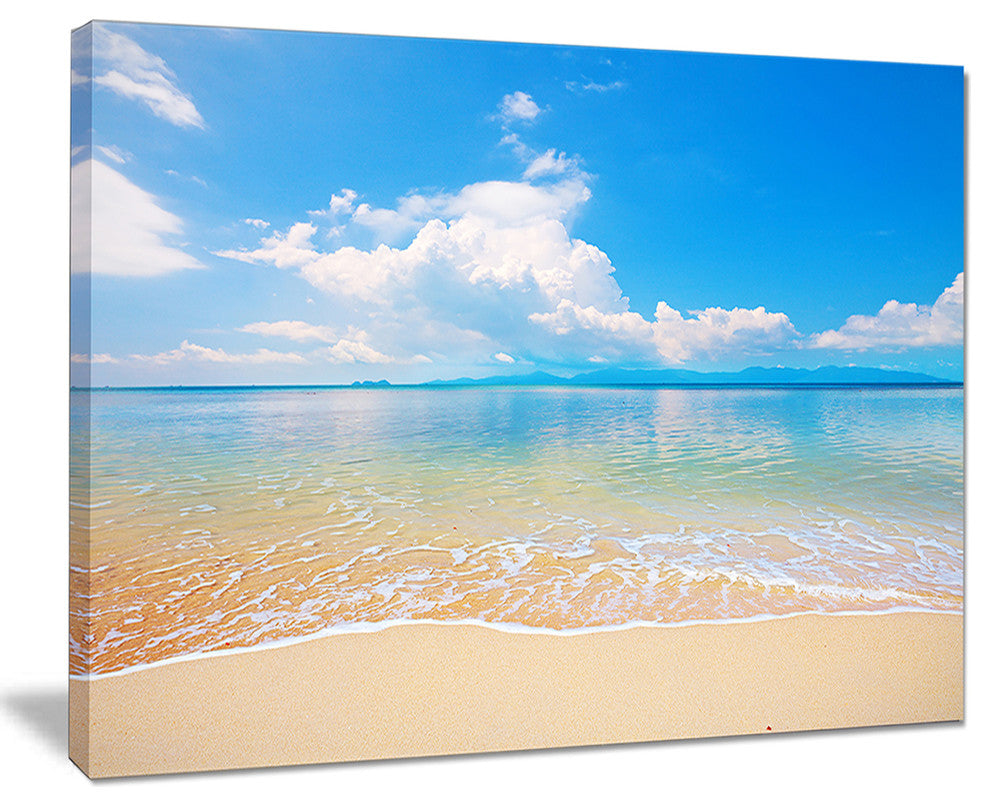 "Large Clouds Over Calm Beach" Seashore Canvas Photo Print, 20"x12"