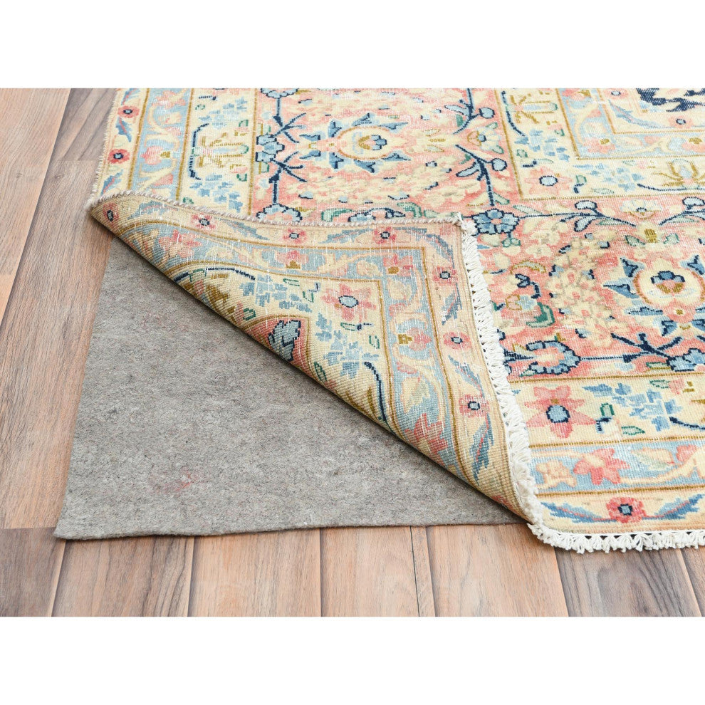 Yale Blue Vintage Persian Kerman Wool Hand Knotted Oversized Rug 11'7"x15'9"