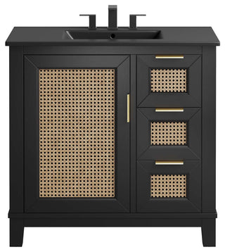 Dixie 36" Solid Wood Bathroom Vanity Cabinet, Black Black