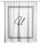 Classic White Monogrammed Shower Curtain, U