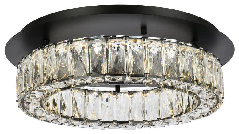 Elegant Lighting 3503F18 Monroe 18"W LED Semi-Flush Ceiling - Black