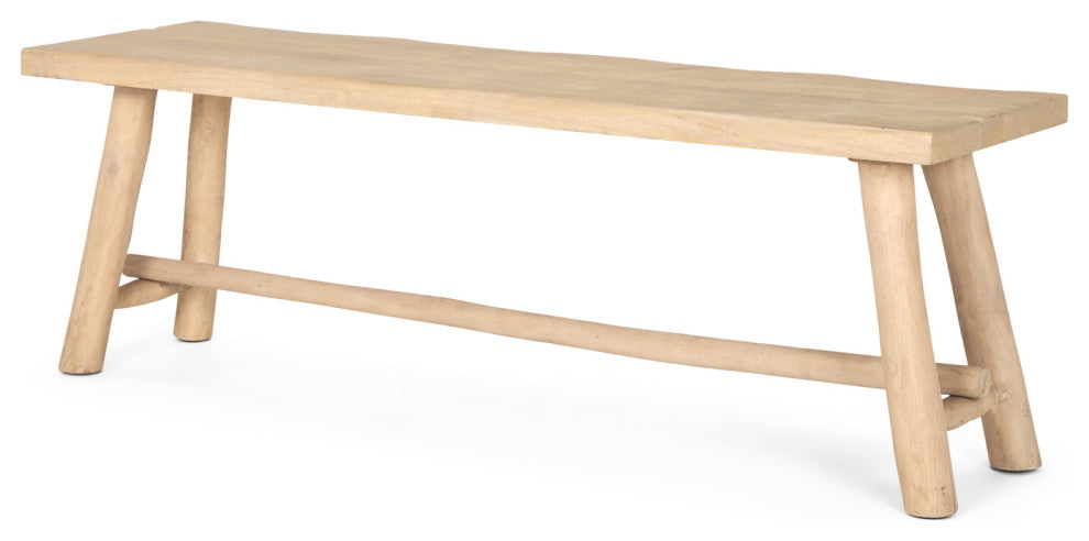Sekou Light Brown Wooden Craftsman Bench