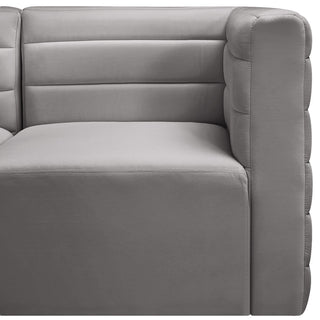 Quincy Velvet Upholstered 5-Piece L-Shaped Modular Sectional, Grey