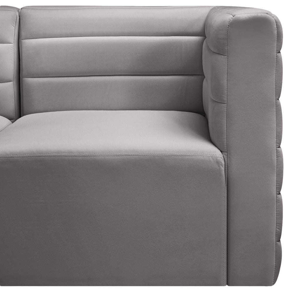 Quincy Velvet Upholstered 5-Piece L-Shaped Modular Sectional, Grey