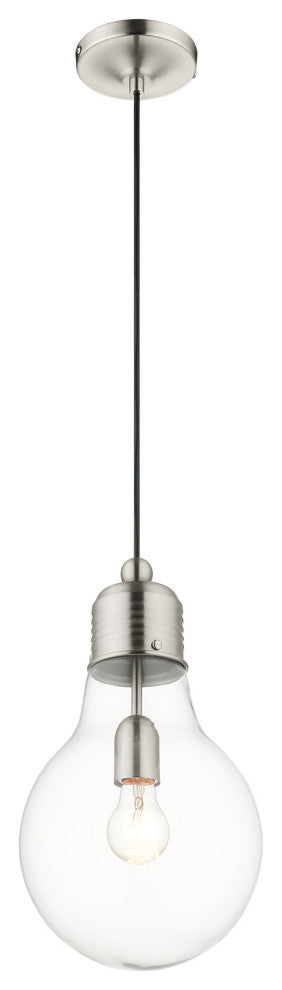 Livex Lighting Hand Blown Art Glass 1 Light Brushed Nickel Mini Pendant