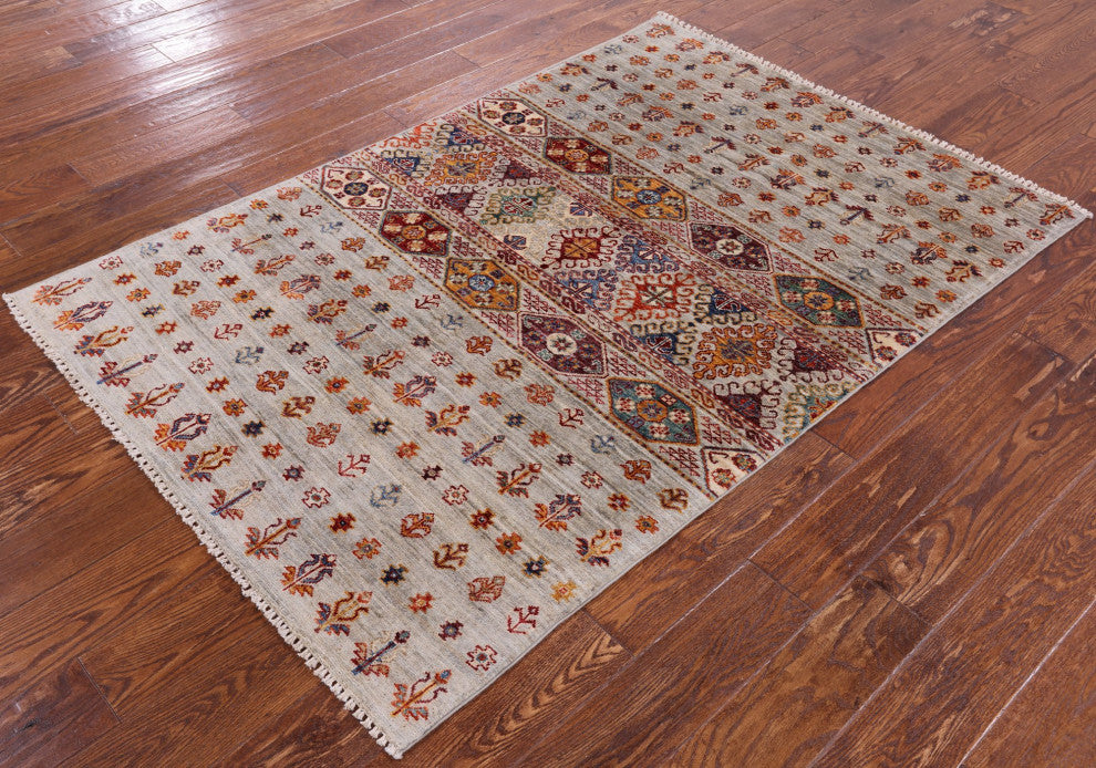 3' 11" X 5' 10" Super Kazak Khorjin Hand-Knotted Rug Q5840