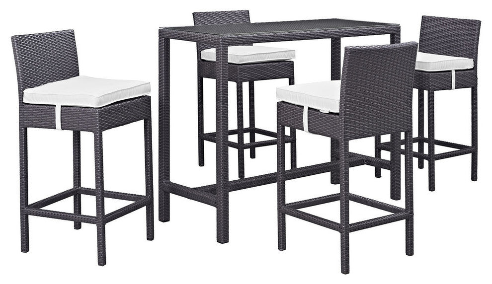 Espresso White Convene 5-Piece Outdoor Patio Pub Set