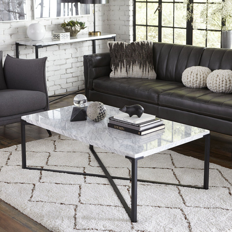 Modus Saxon 3PC Coffee, End & Console Table in Matte Black