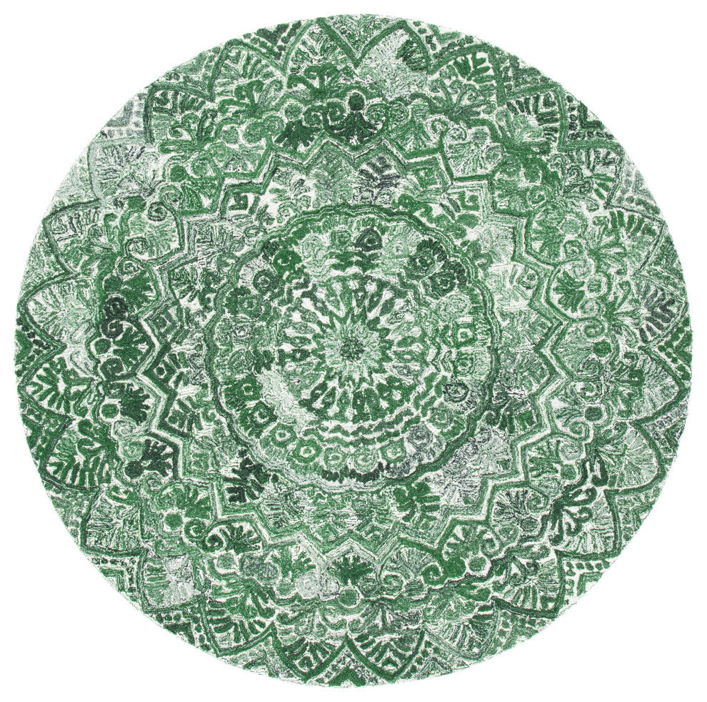 Safavieh Natural Fiber Collection MRQ110Y Rug, Green/Ivory, 4' X 4' Round