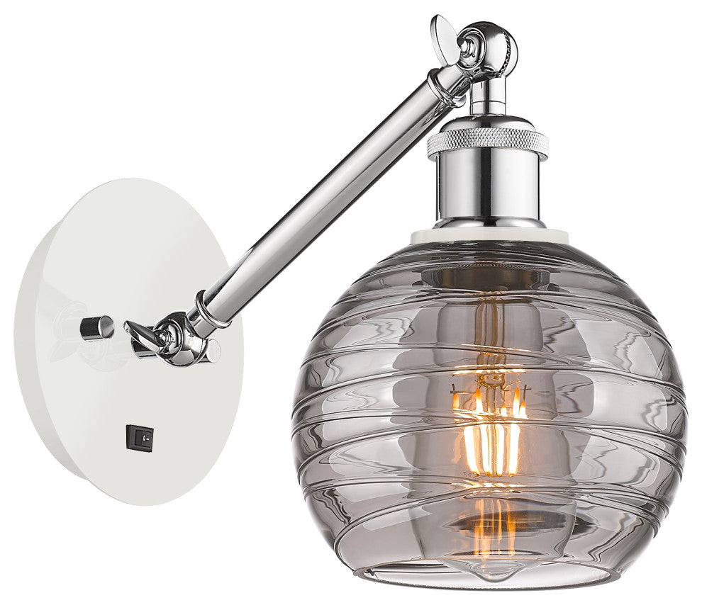 Deco Swirl 1-Light 6" Sconce White And Polished Chrome