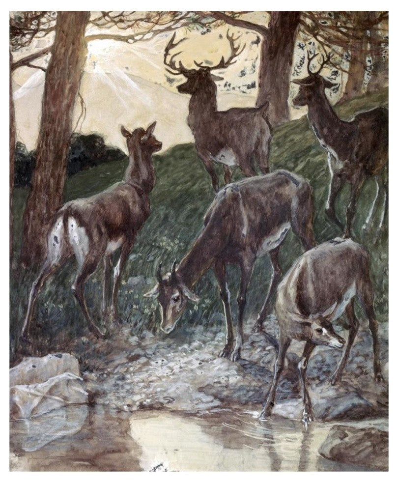 "As Pants The Hart" Digital Paper Print by James Tissot, 27"x32"