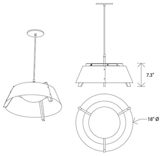 Casia 18" LED Pendant, Distressed Brass, White Washed Oak, 2700k