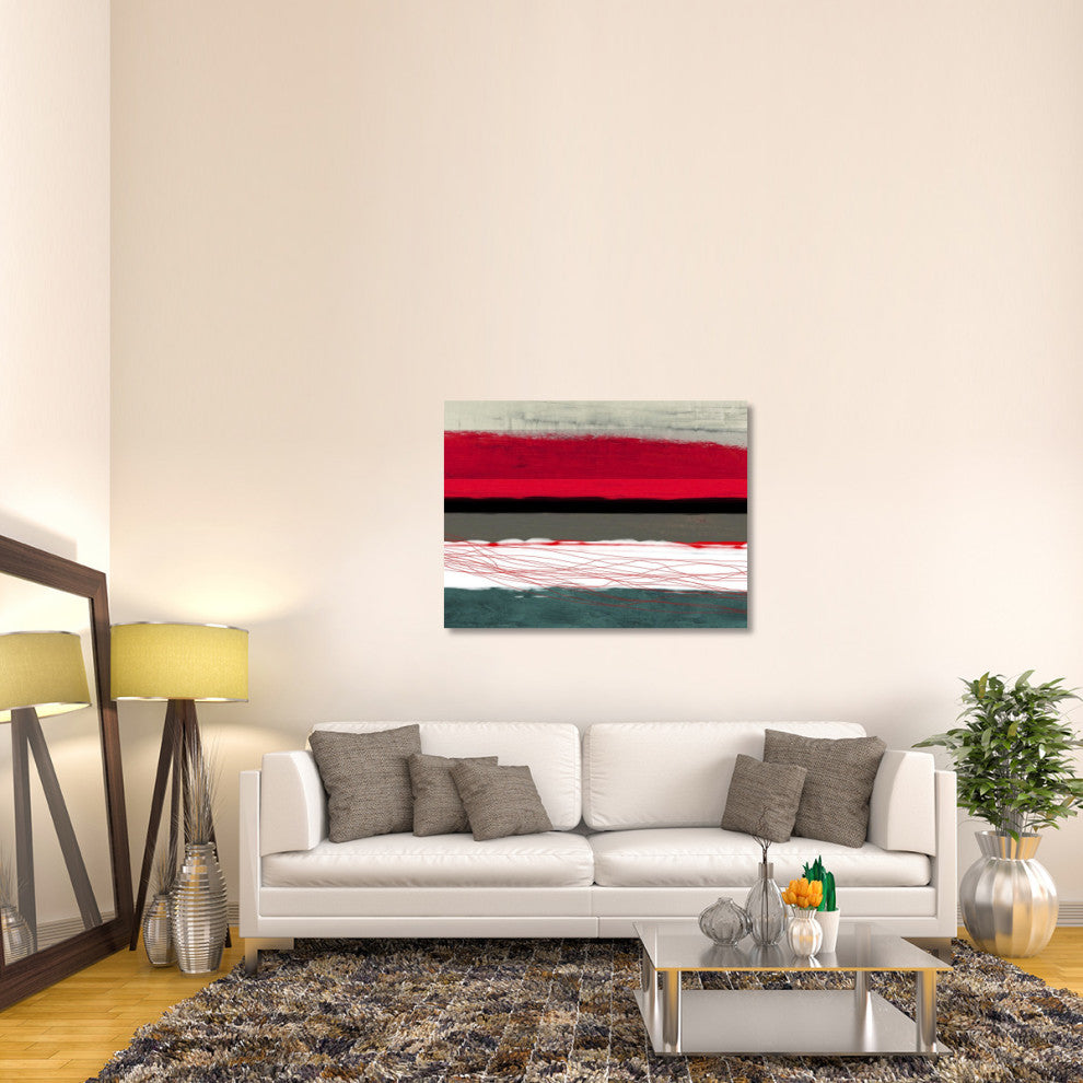 "Abstract Stripe Theme Red Grey And White" Fine Art Print