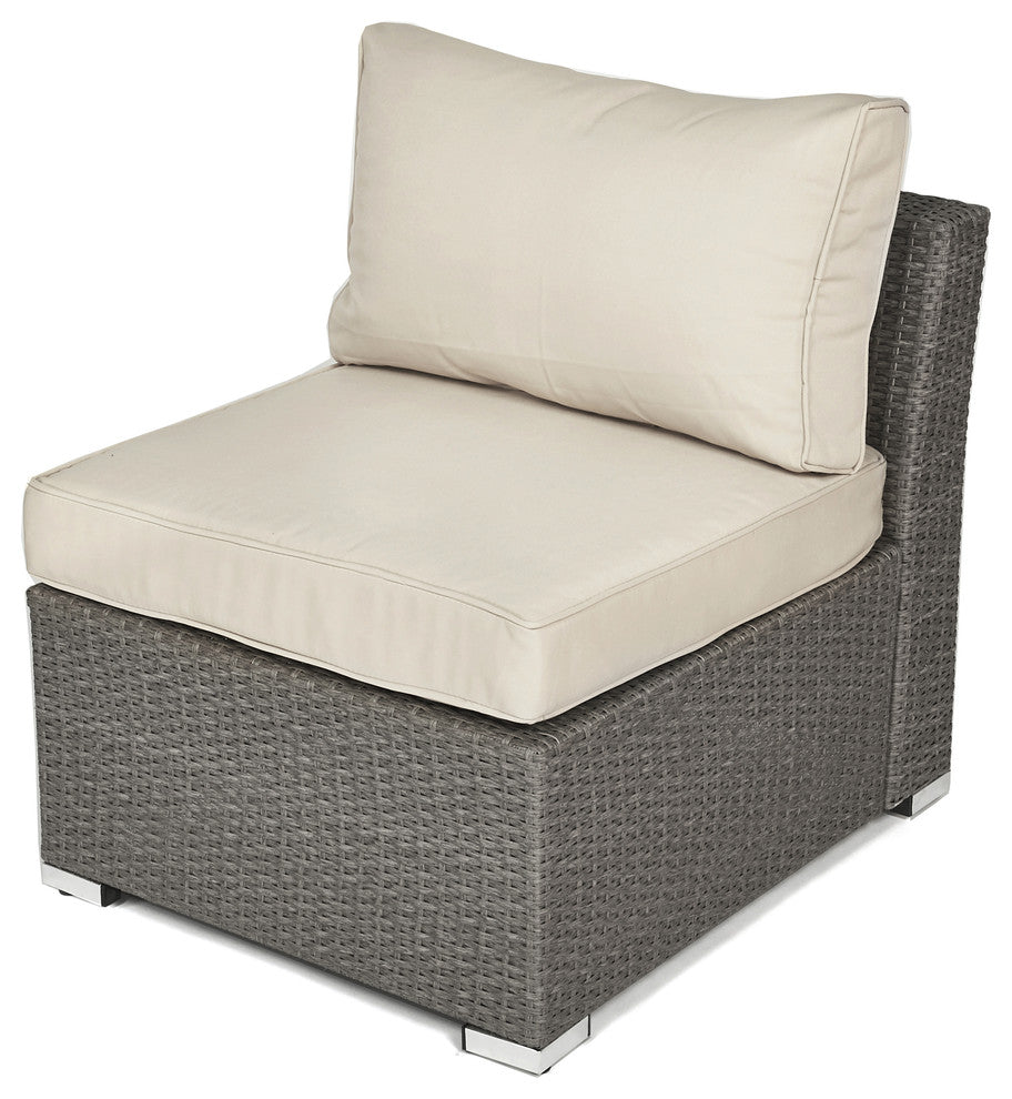 Jicaro 5-Piece Outdoor Wicker Sectional Sofa Set, Light Grey