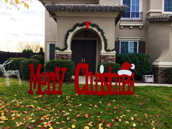 Merry Christmas Outdoor Holiday Yard Art Sign Large