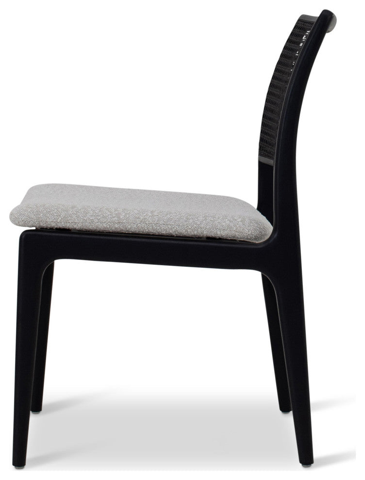 Charlotte Cane Side Chair, Boucle Crafted Glaze Seat, Ebano Frame, Ebano Webbing