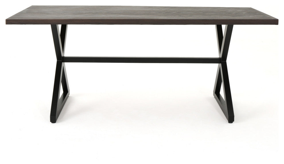 GDF Studio 7-Piece Blane Outdoor Gray Dining Set, Multi-Brown/Light Brown