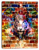 Tiger over Abstract Brick Design, Abstract Wall Art Canvas, 12"x20"