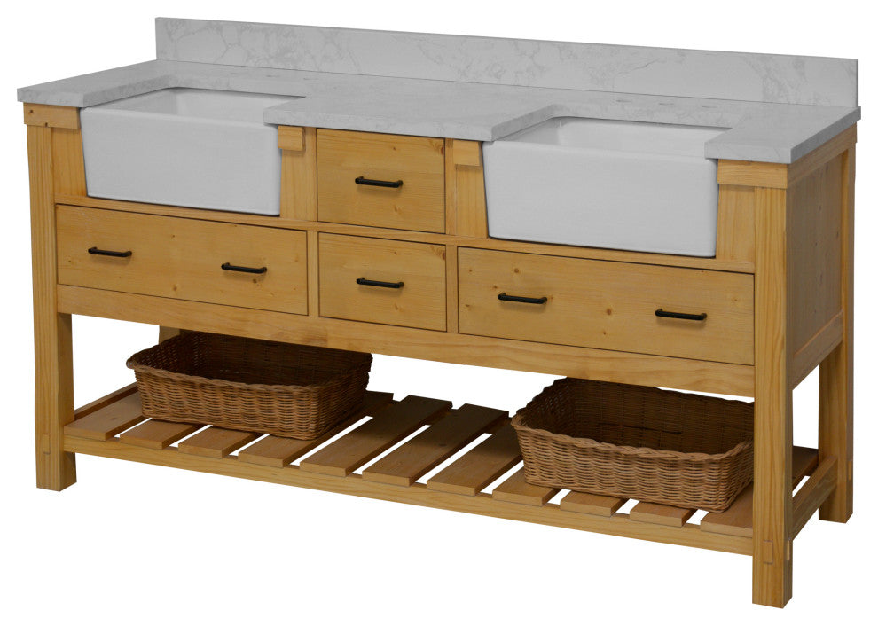 Charlotte 72" Bathroom Vanity, Drift Wood, Engineered Carrara