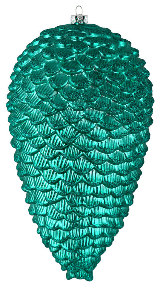 Vickerman N187342D 10" Teal Matte Glitter Pinecone Christmas Ornament