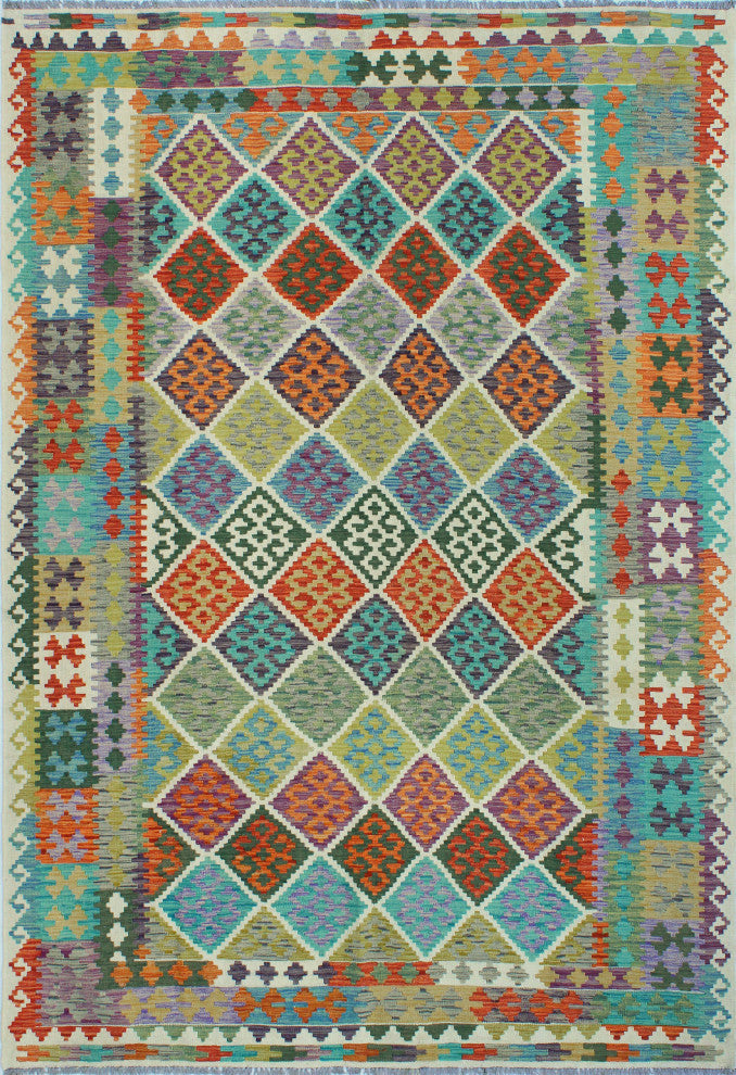 Flatweave Zere Red/Ivory Rug, 6'9x10'0
