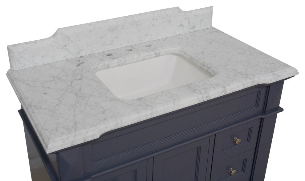 Elizabeth 42" Bathroom Vanity, Marine Gray, Carrara Marble