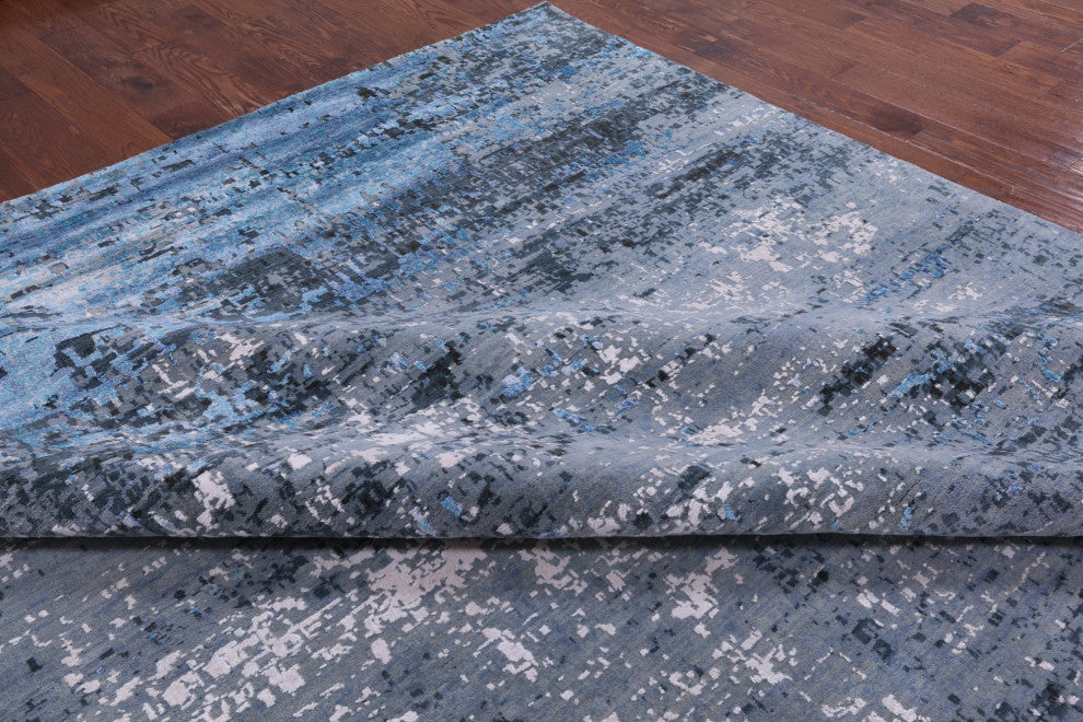 11' 11" X 17' 11" Abstract Hand Knotted Wool and Silk Modern Rug Q7116