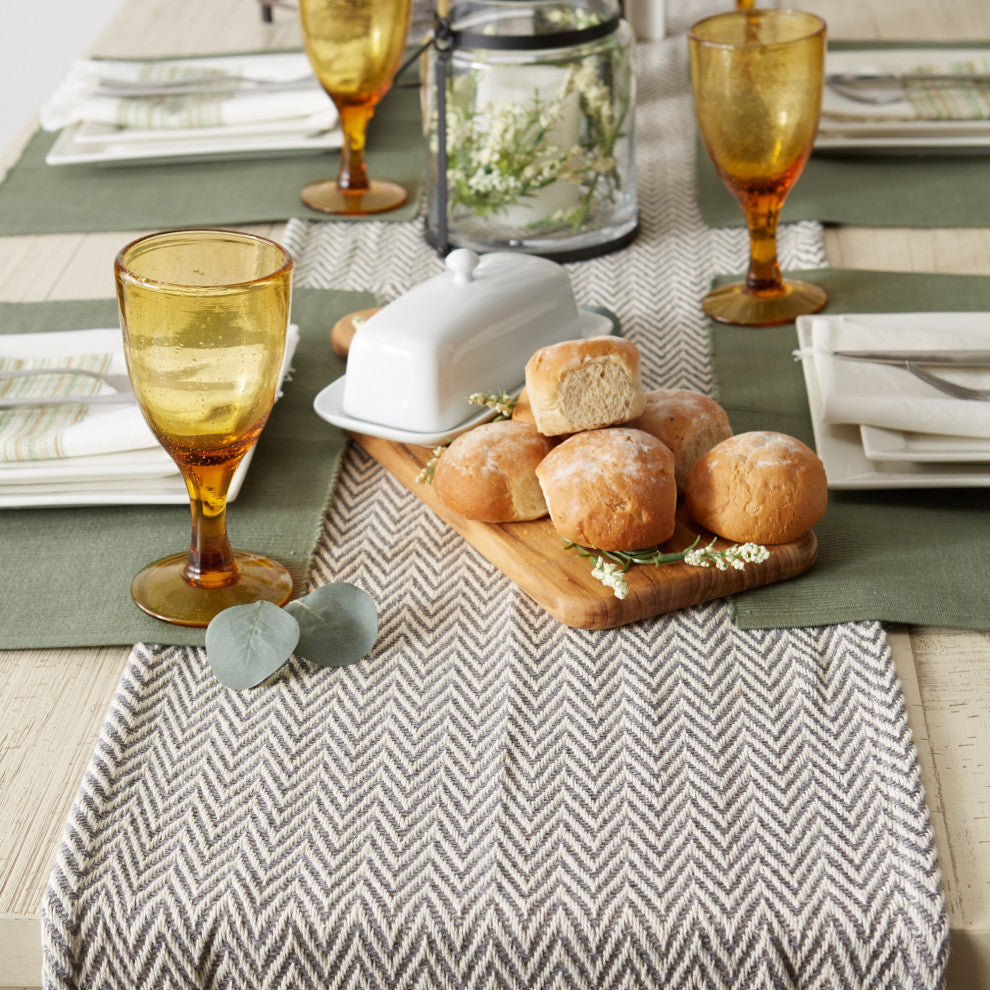 Gray Handloom Chevron Table Runner 15x108