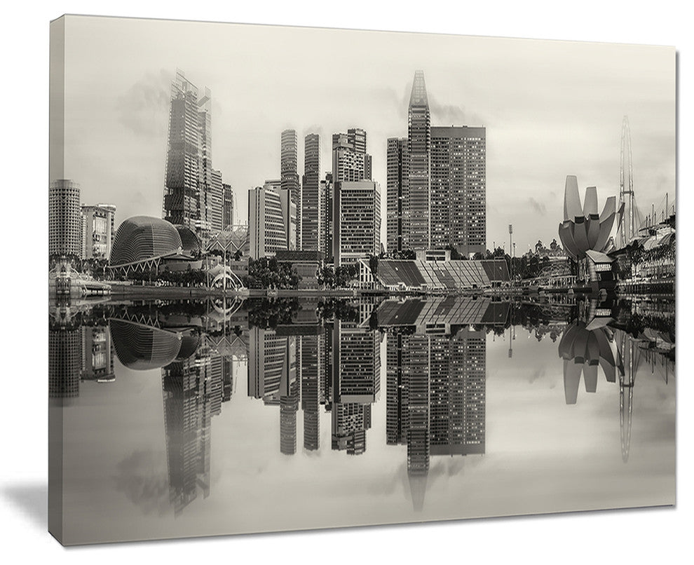 "Singapore Skyline View Panorama" Cityscape Artwork Canvas, 40"x30"
