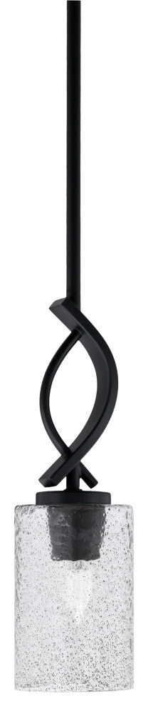 Cavella 1 Light Stem Mini Pendant, Matte Black Finish, 4" Smoke Bubble Glass