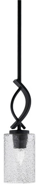 Cavella 1 Light Stem Mini Pendant, Matte Black Finish, 4" Smoke Bubble Glass