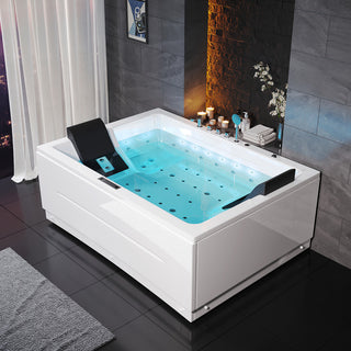 Whirlpool Bathtub 2 Person Jetted Tub 71" LED Air Massage Corner Soaking Tubs