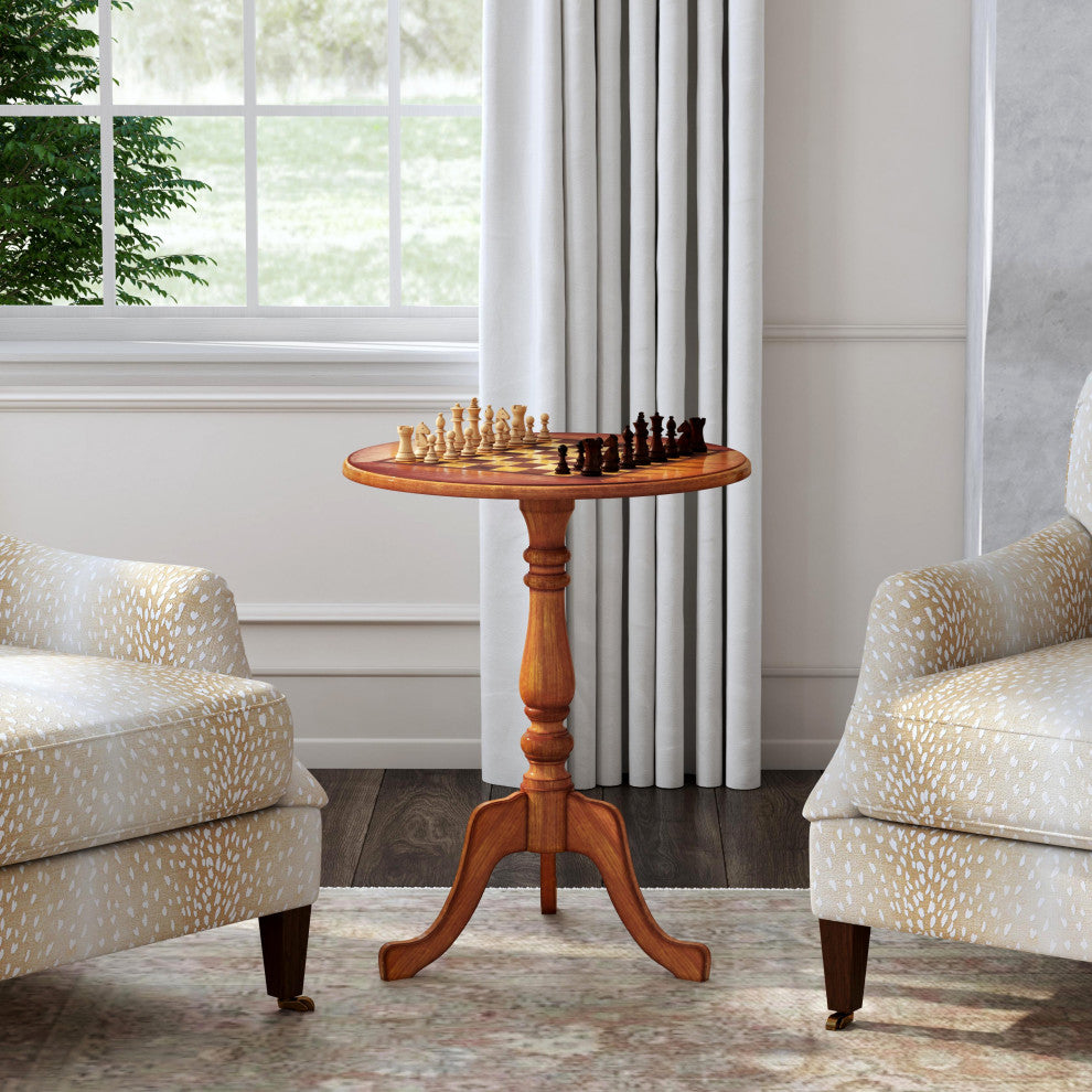 Colbert 22" Round Pedestal Game Table, Olive Ash