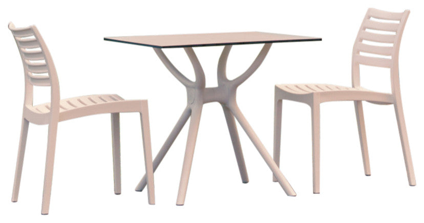 Ares Dining Set With 2 Chairs White