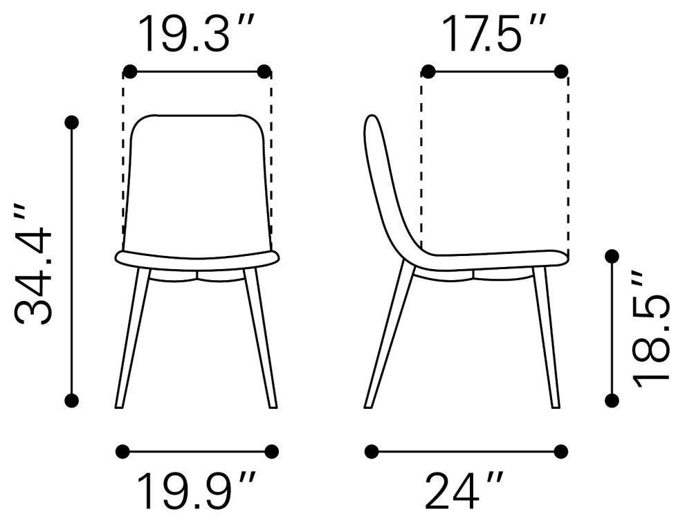 Dining Chair, Set of 2, Faux Vinyl Leather, Steel, White, Dark Gray, Cafe
