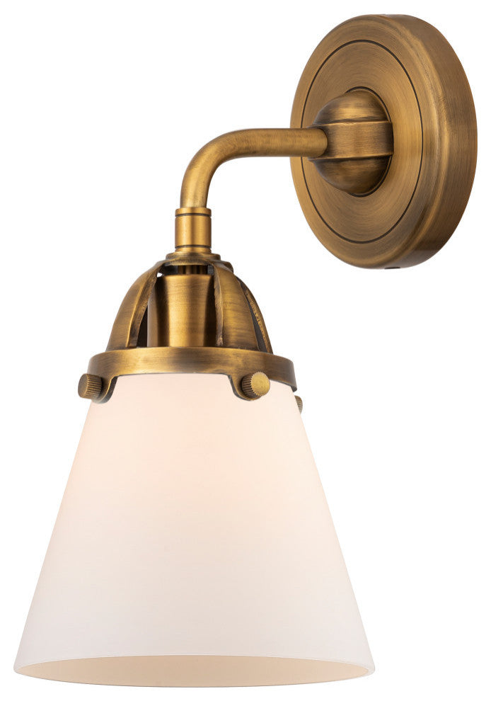 Small Cone Sconce, Brushed Brass, Matte White, Matte White