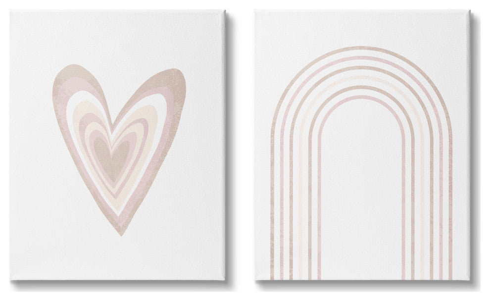 Kid's Heart Rainbow Stripped Patterns Soft Neutral Pink,16 x 20