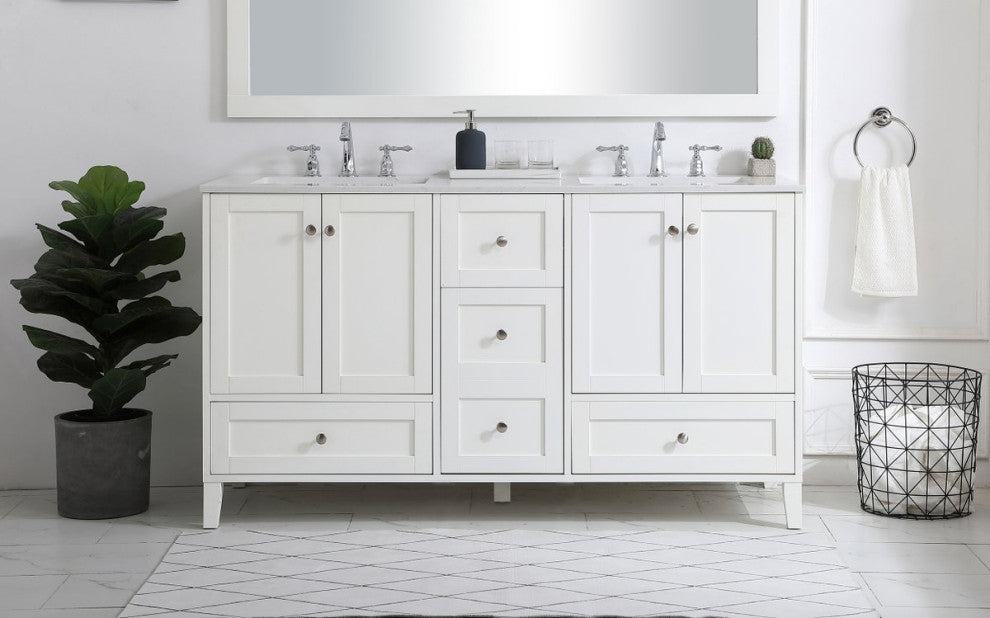 60" Double Bathroom Vanity, White