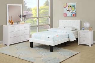 White PU Upholstered Platform Bed,Twin Size