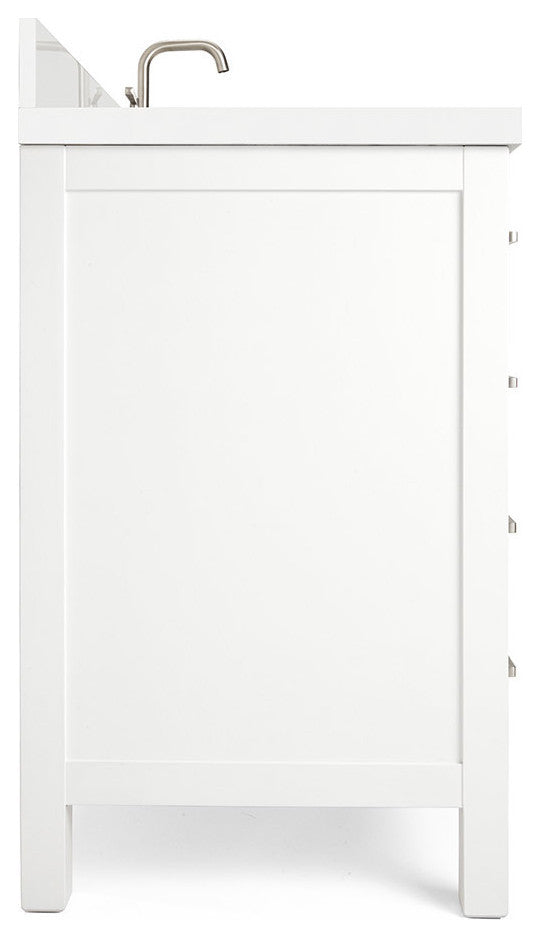 ARIEL Cambridge 37" Right Offset Oval Sink Bathroom Vanity White With Quartz Top
