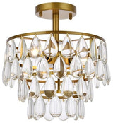 Mila Three Light Flush Mount in Brass