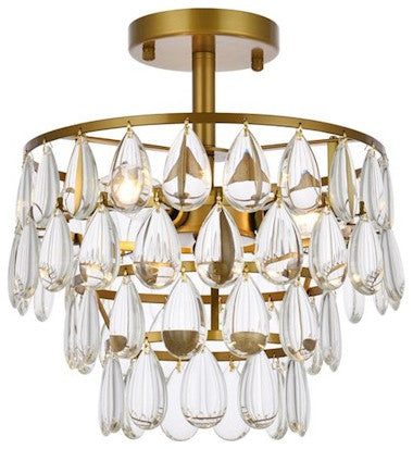 Mila Three Light Flush Mount in Brass