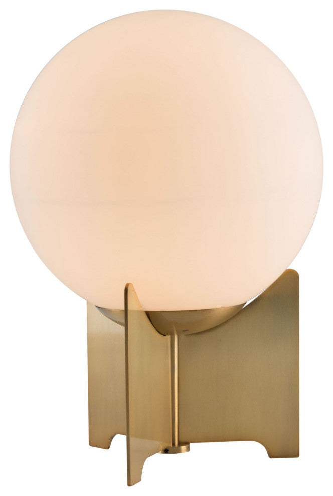 Table Lamp, Glass, Steel Metal, White, Brass Gold, Kitchen Lounge Cafe Bistro