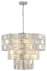 Luxury 11-Light Round Layered Chandelier With Crystal